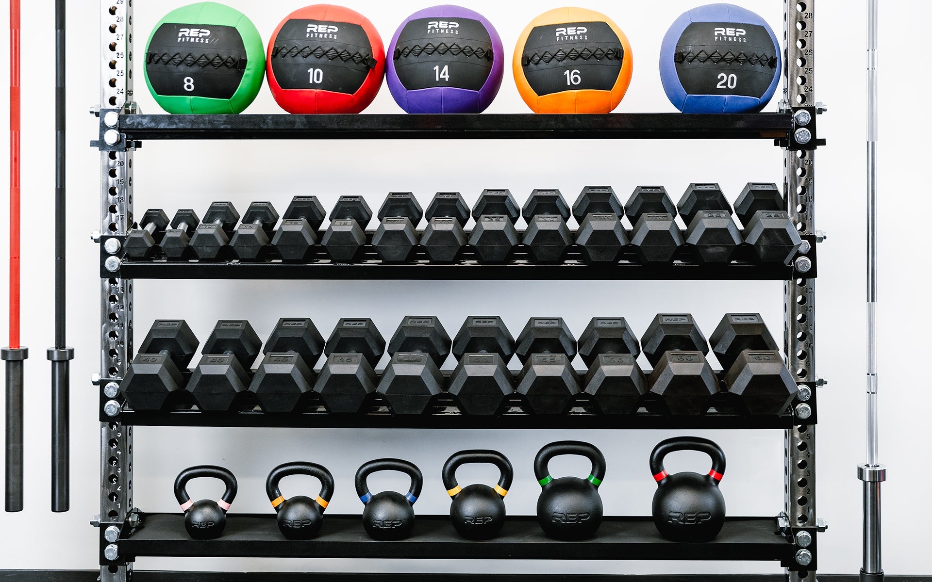 REP Fitness 5000 manual- og kettlebellhylle oppbevaring