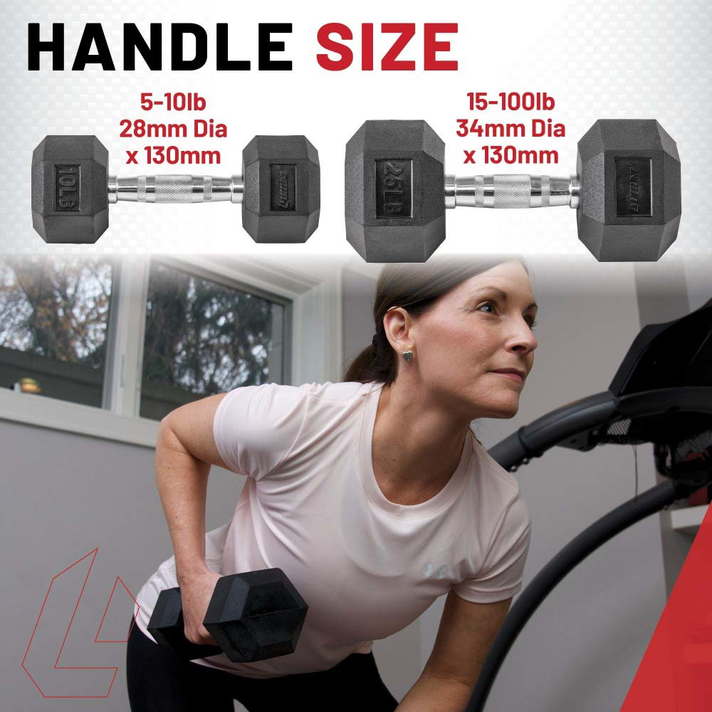 Lifeline Hex Rubber Dumbbells manual 10 lbs gummi