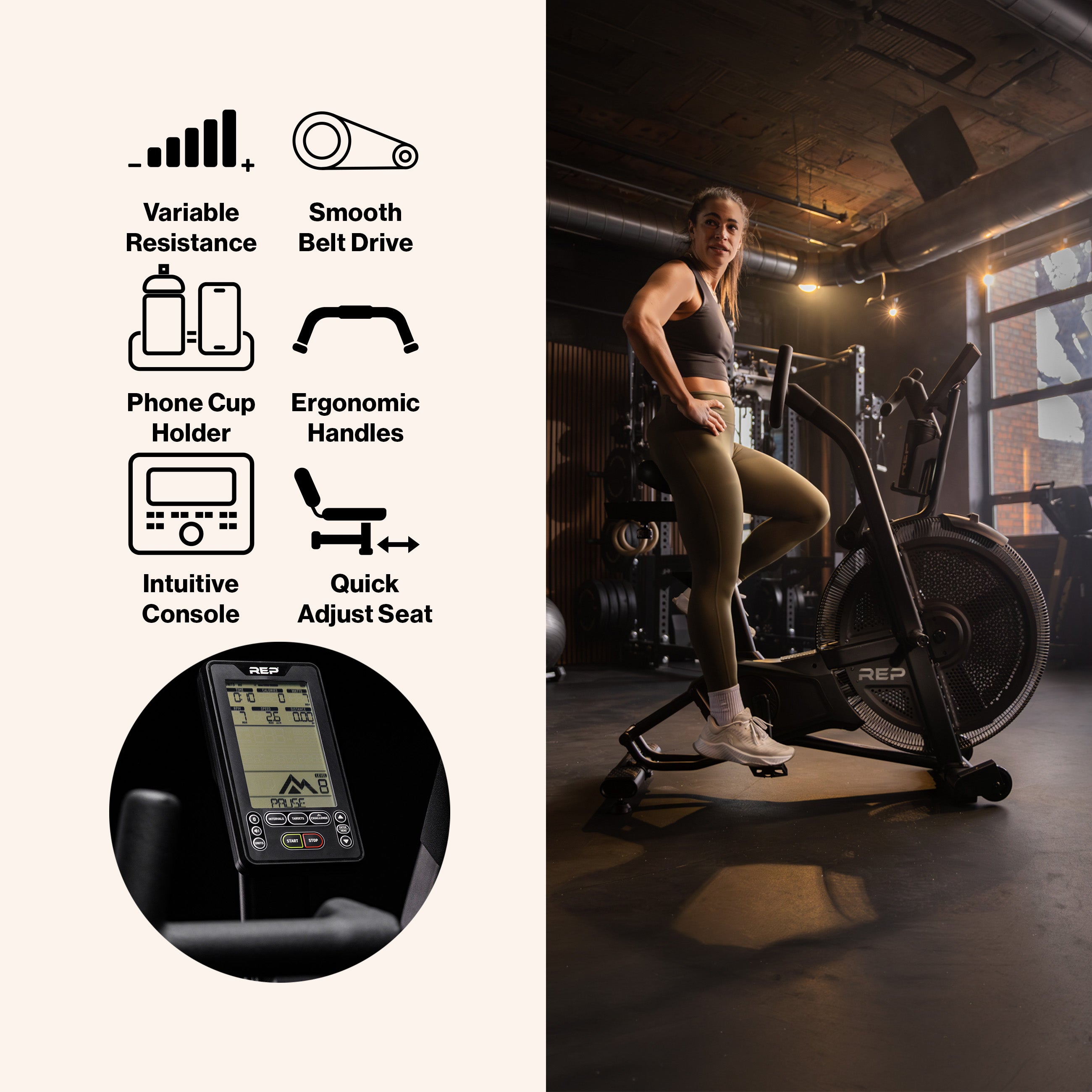 REP Fitness Strive Air Bike treningssykkel VPR luft