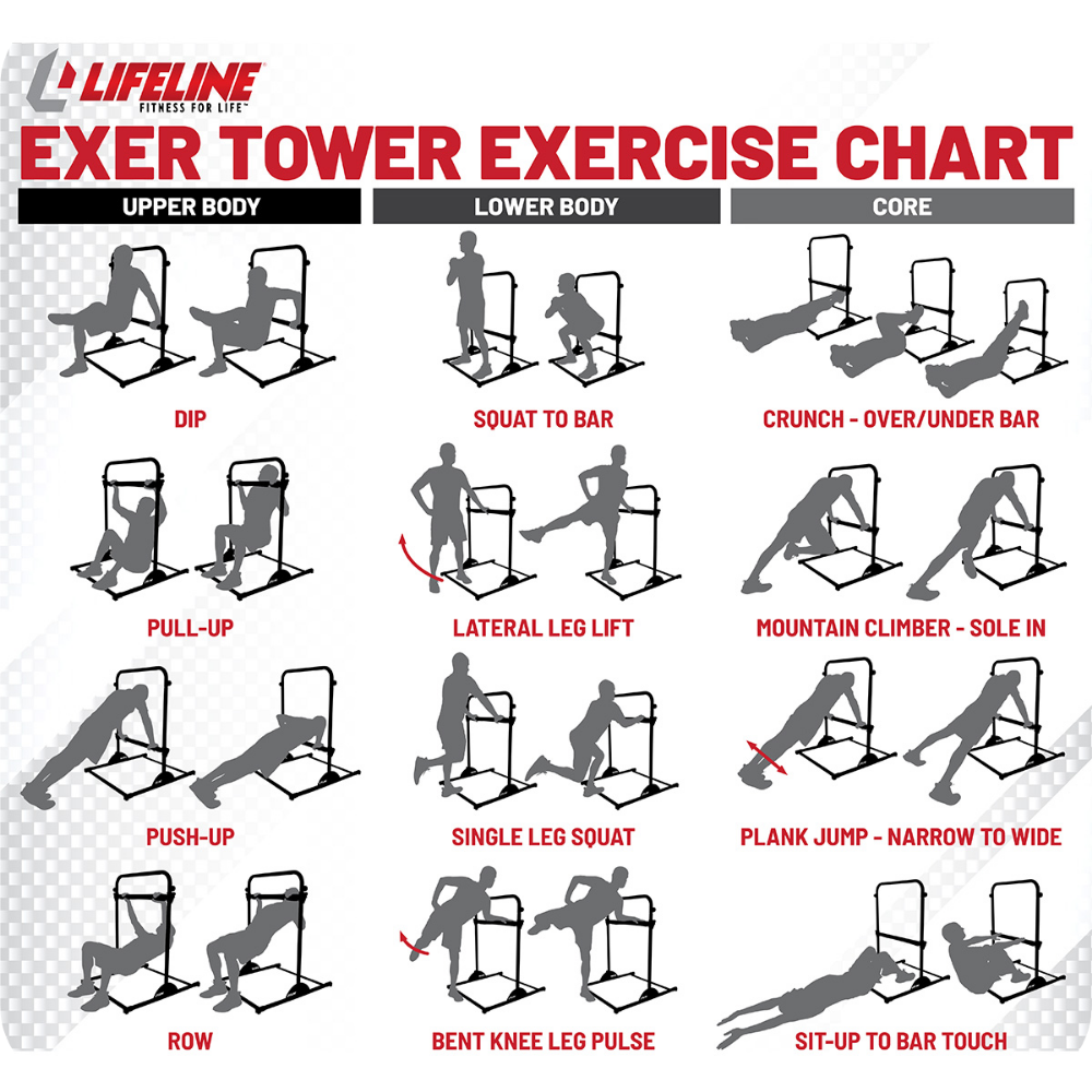 Lifeline Exer Tower treningstårn kroppsvekt 10 trinn