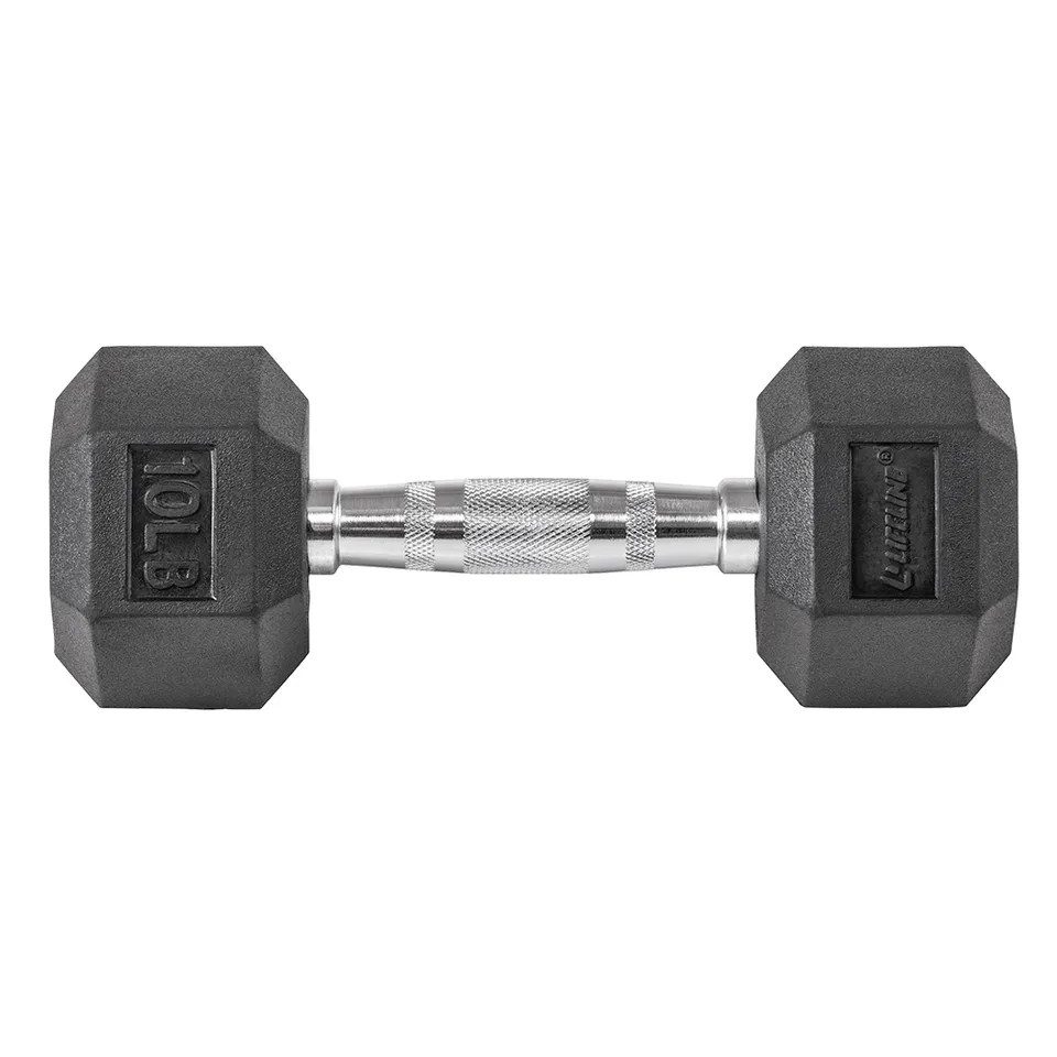 Lifeline Hex Rubber Dumbbells manual 10 lbs gummi