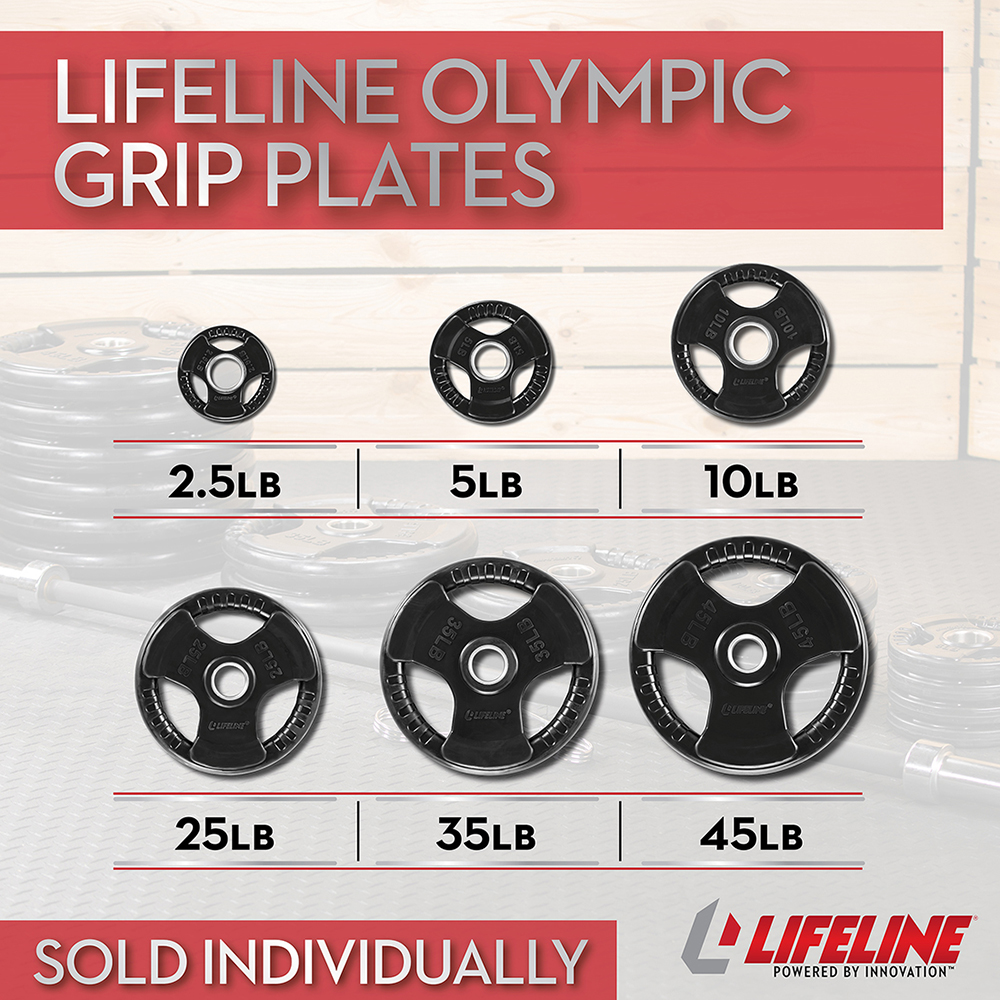 Lifeline Rubber Grip 10LB vektskive 4,5 kg gummi