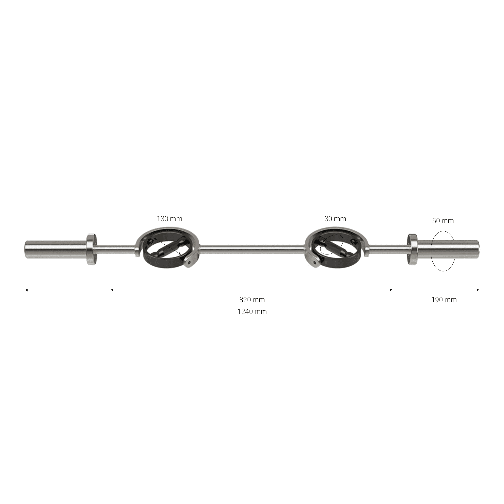 Gymleco 415Q Supra curlstang 124 cm roterende grep