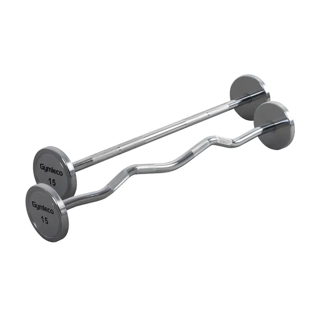 Gymleco faste vektstenger krom rett og curl