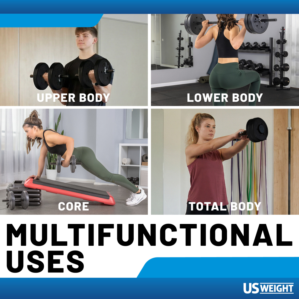 US Weight Multi-Function 55 lb vektsett med stang 25 kg