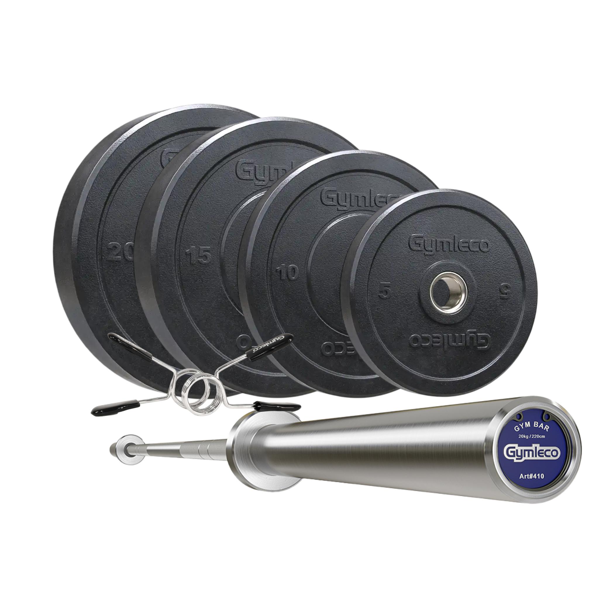 Gymleco skivstangpakke 100 kg gummivekter stang