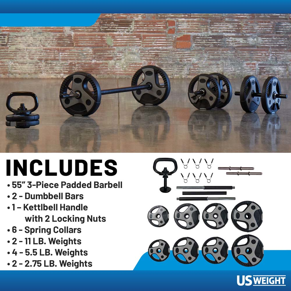 US Weight 54lb vektesett med stang og manualer