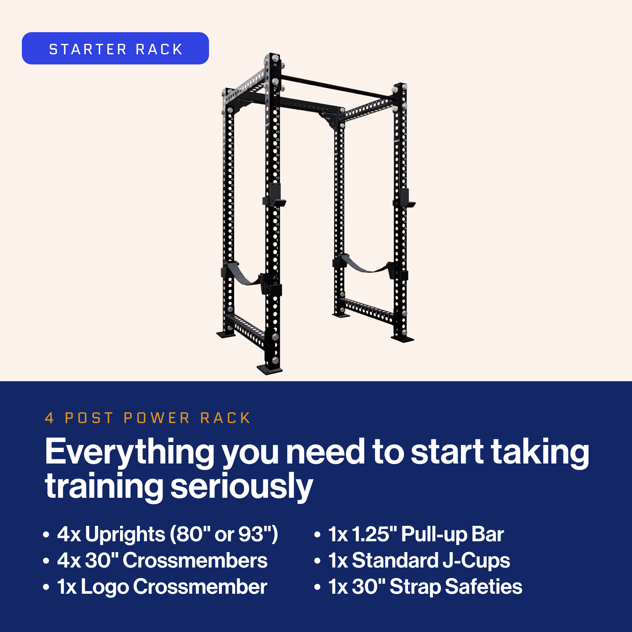 REP Fitness Starter Rack 4 Post styrkestativ 93" svart