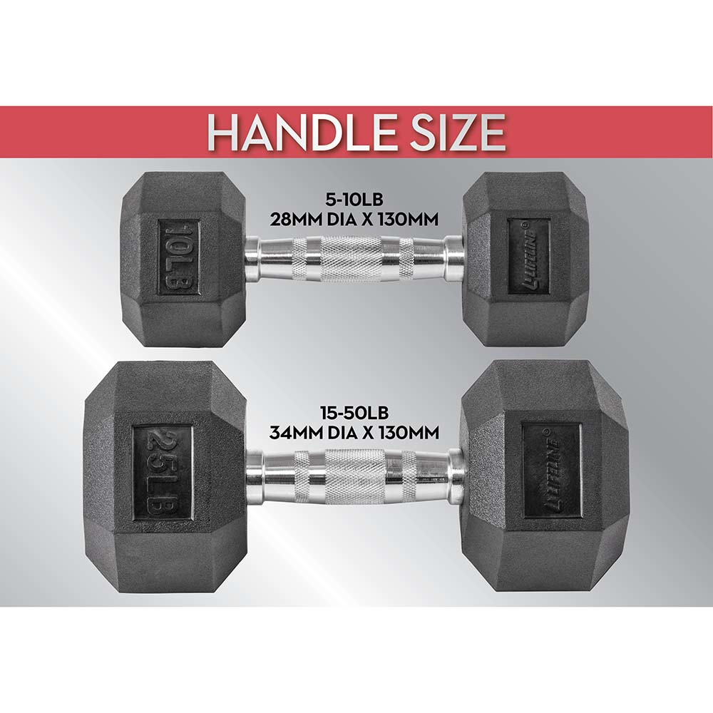 Lifeline Hex Rubber 150 lb manualsett sekskant