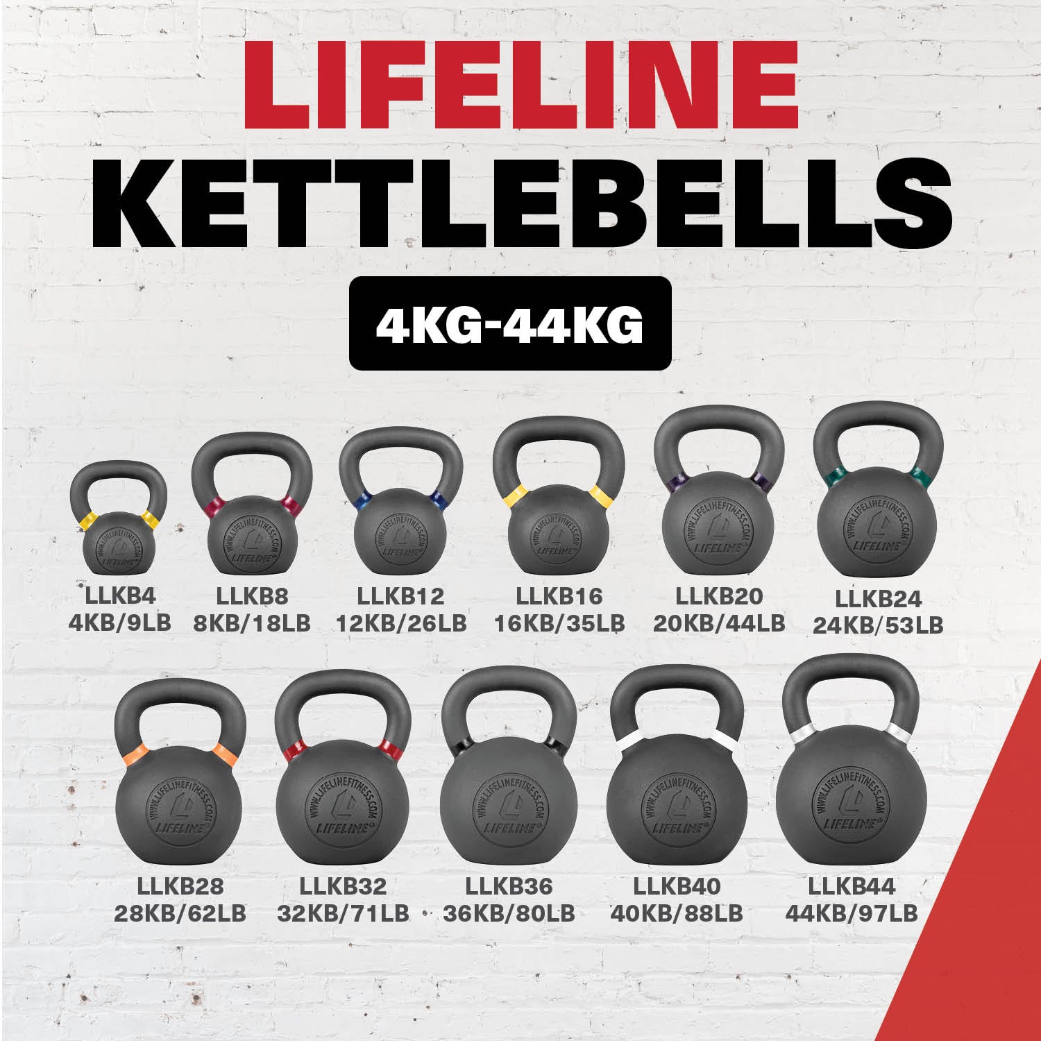 Lifeline Fitness kettlebell 16 kg støpejern