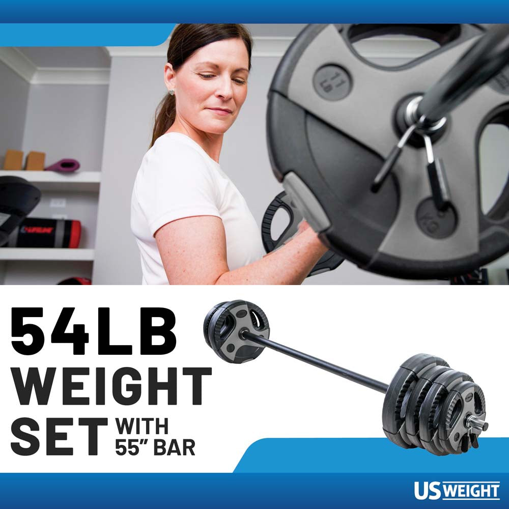 US Weight 54 lb vektstangsett grå 140 cm stang