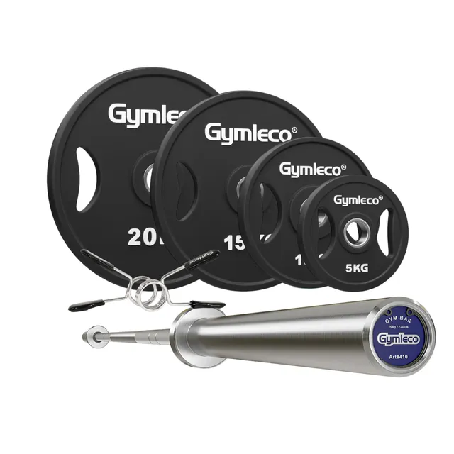 Gymleco skivstangpakke 100 kg gummivekter stang
