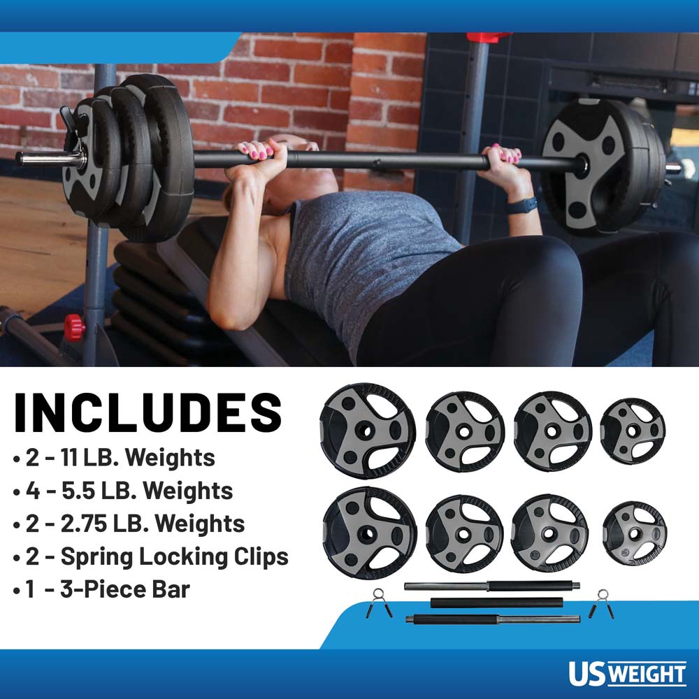 US Weight 54 lb vektstangsett grå 140 cm stang