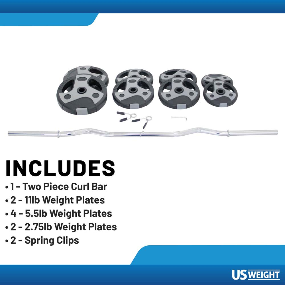 US Weight Curl Bar vektsett 60 lb todelt
