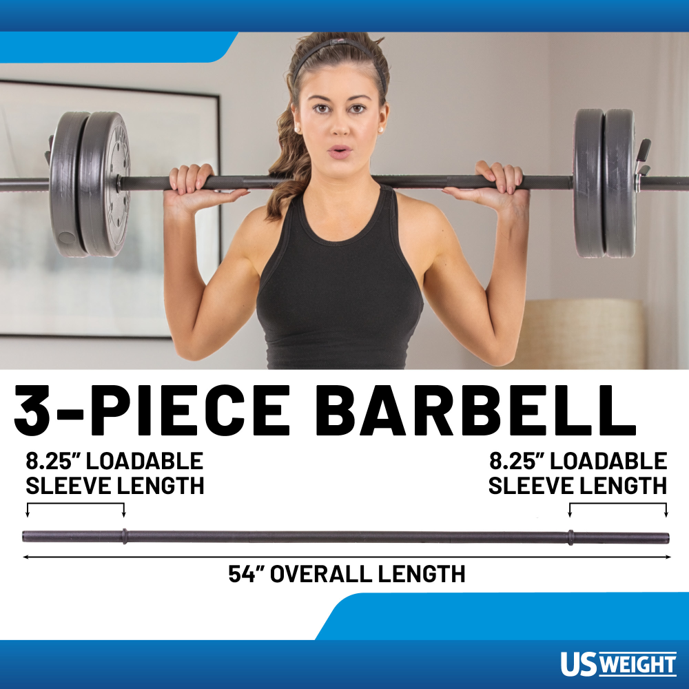 US Weight Multi-Function 55 lb vektsett med stang 25 kg