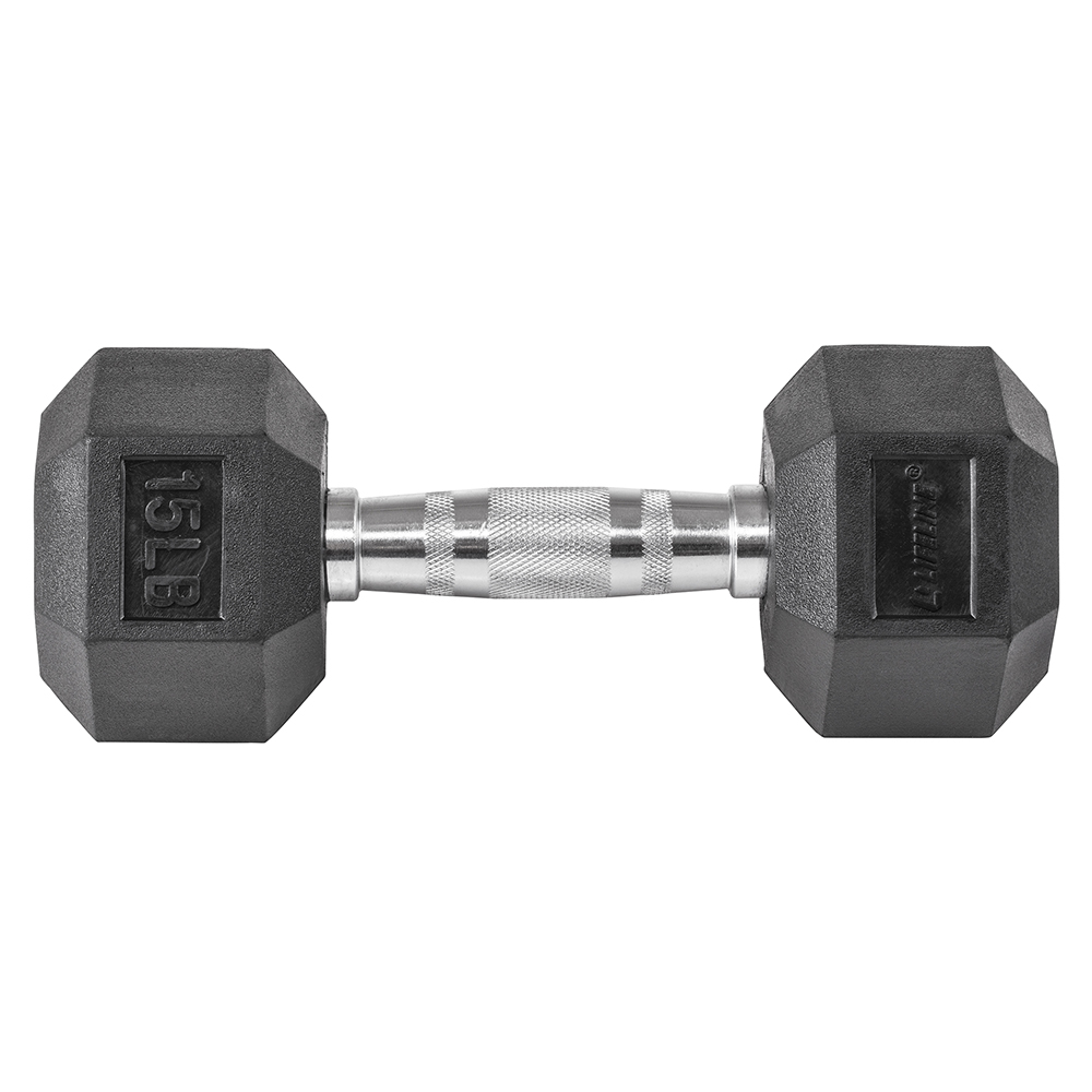 Lifeline Hex Rubber Dumbbells manual 10 lbs gummi