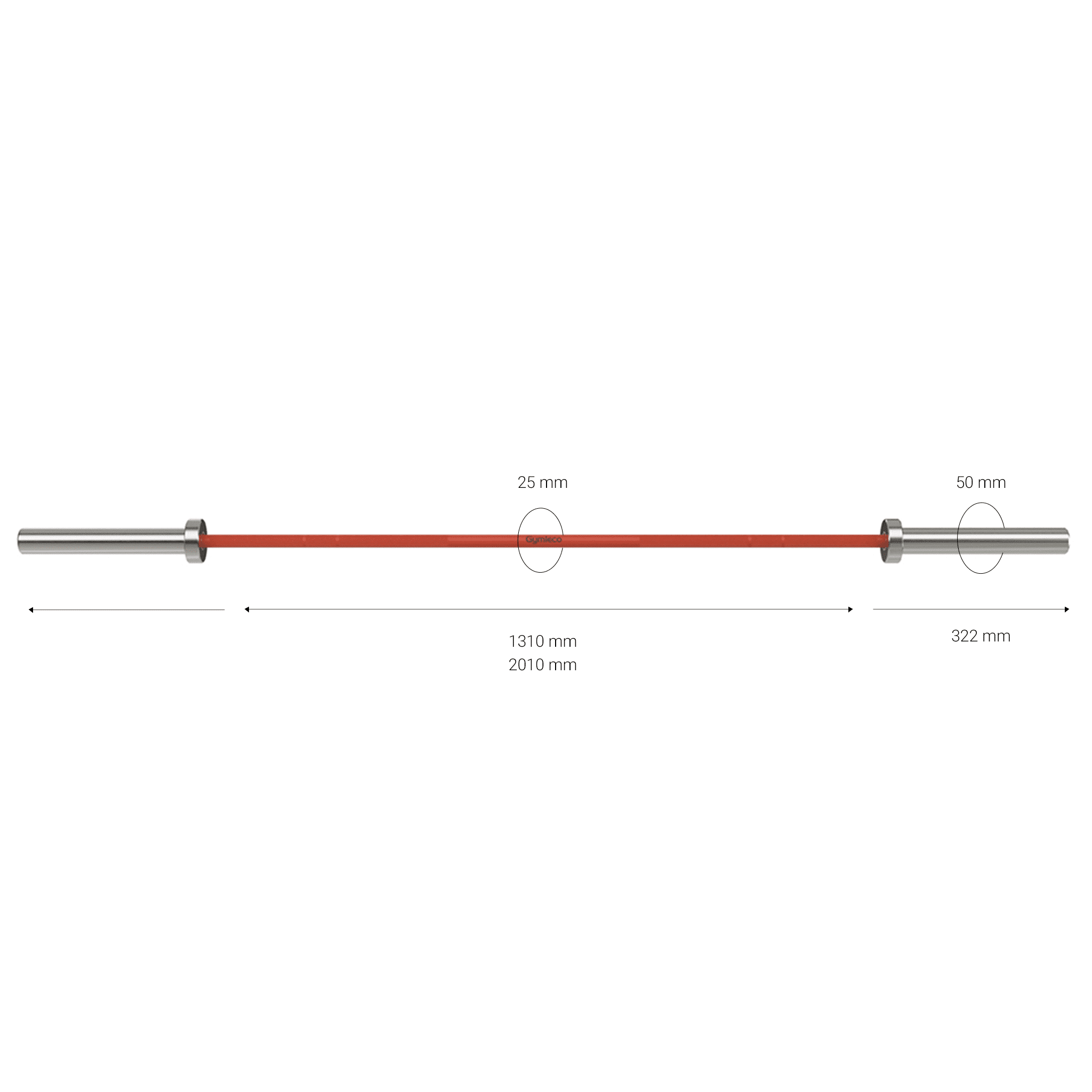 Gymleco 812CR Cerakote Weightlifting Bar vektstang dame rød