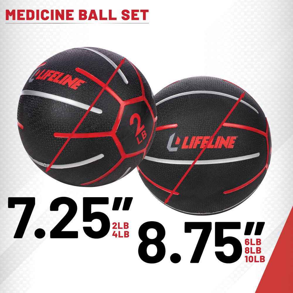 Lifeline Medicine Ball medisinballsett 5 baller stativ