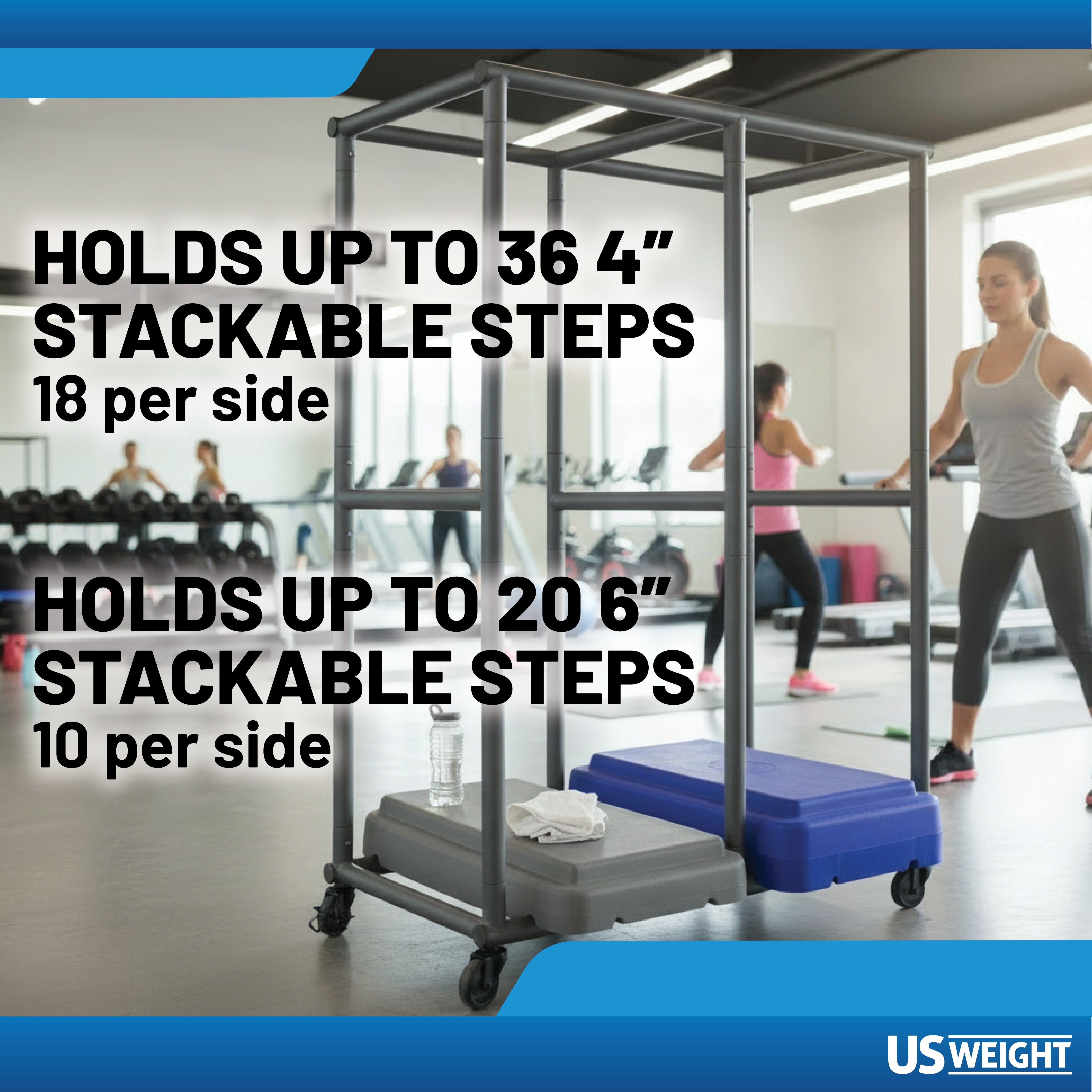 US Weight stepvogn tralle stål med låsbare hjul