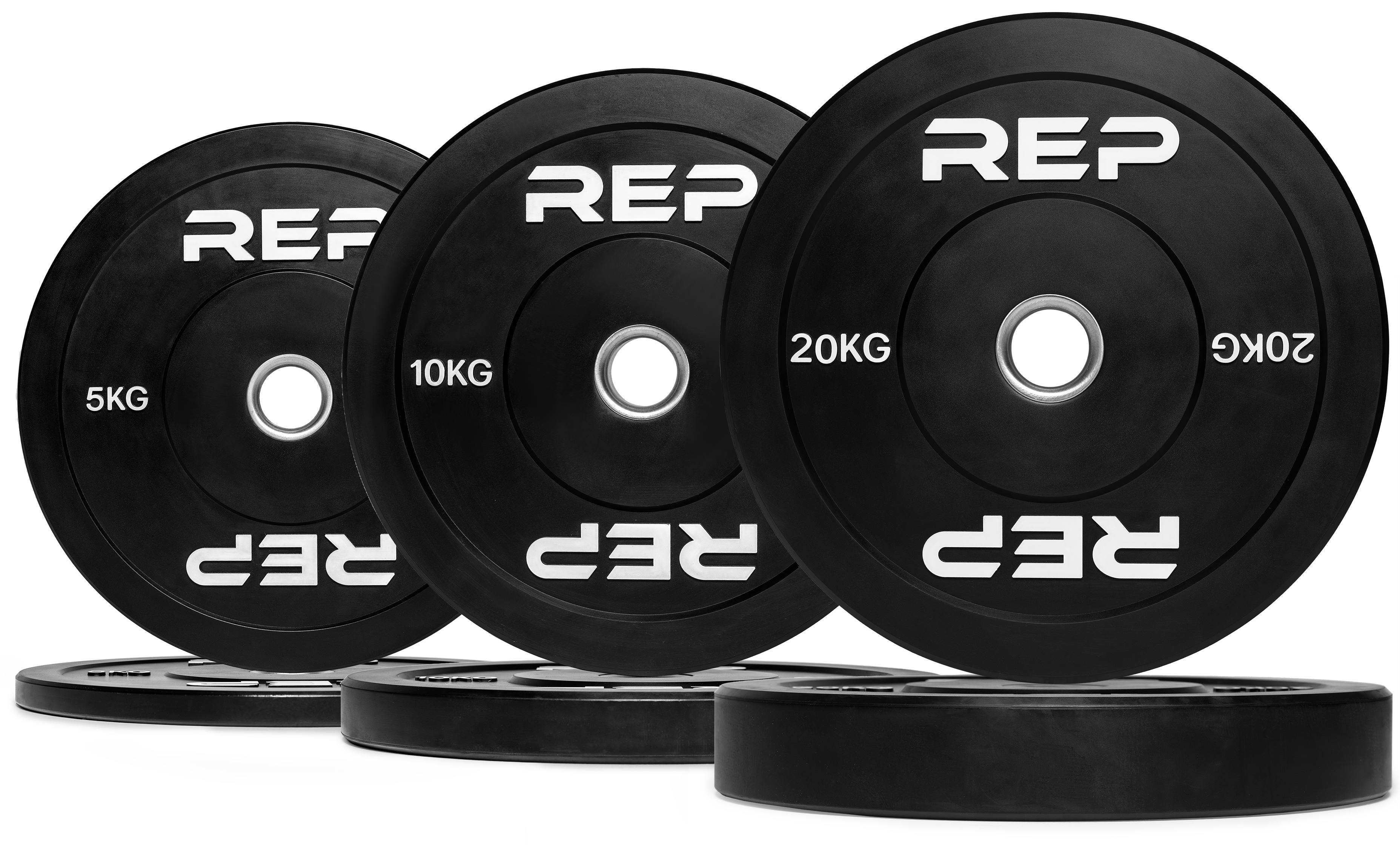 REP Fitness Black bumper plates vektskiver KG sett