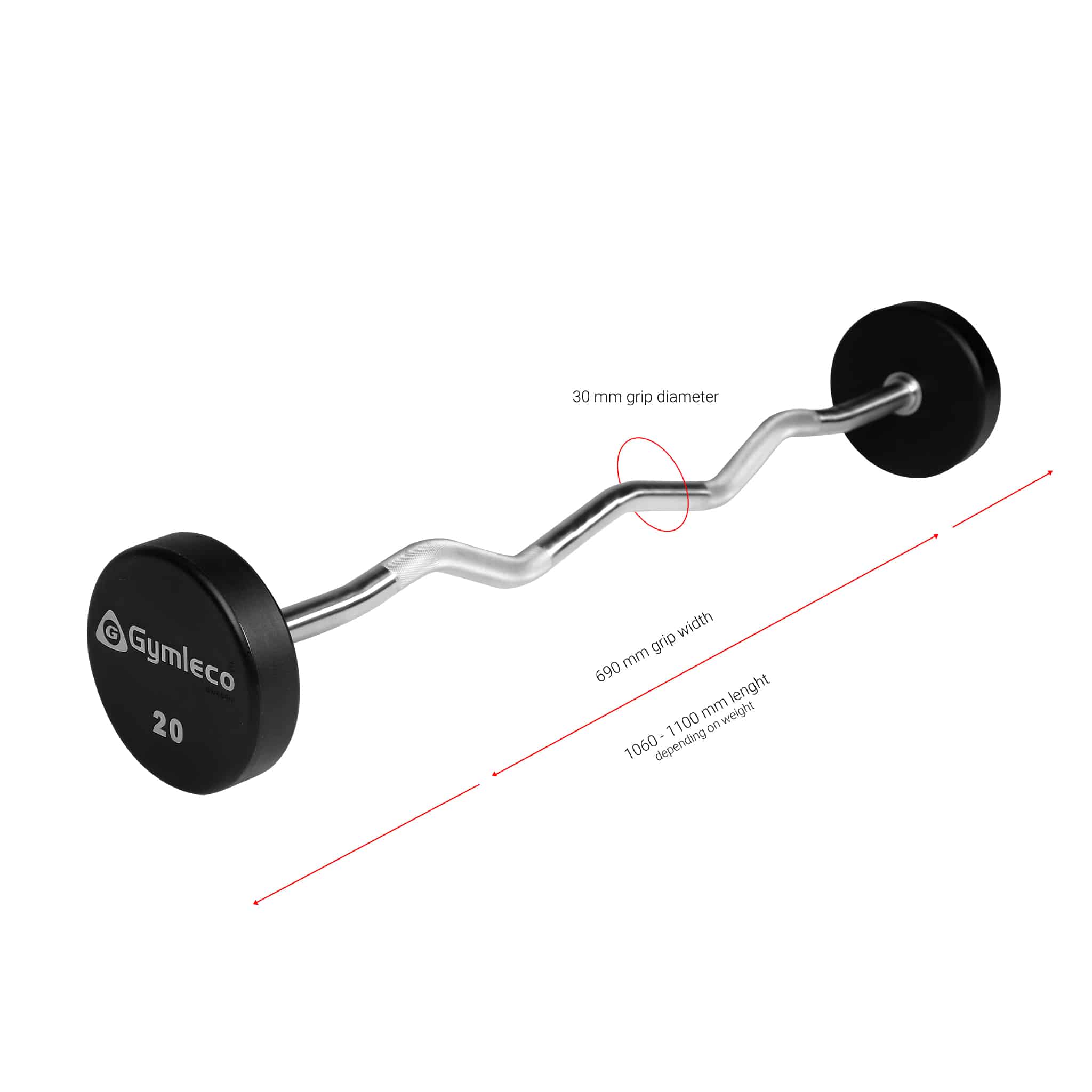 Gymleco faste vektstenger PU-gummi proff