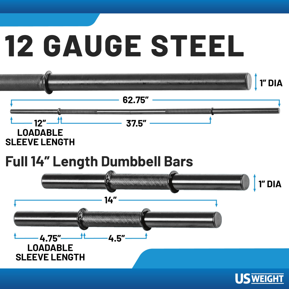 US Weight 105 LB vektsett med stang og manualer