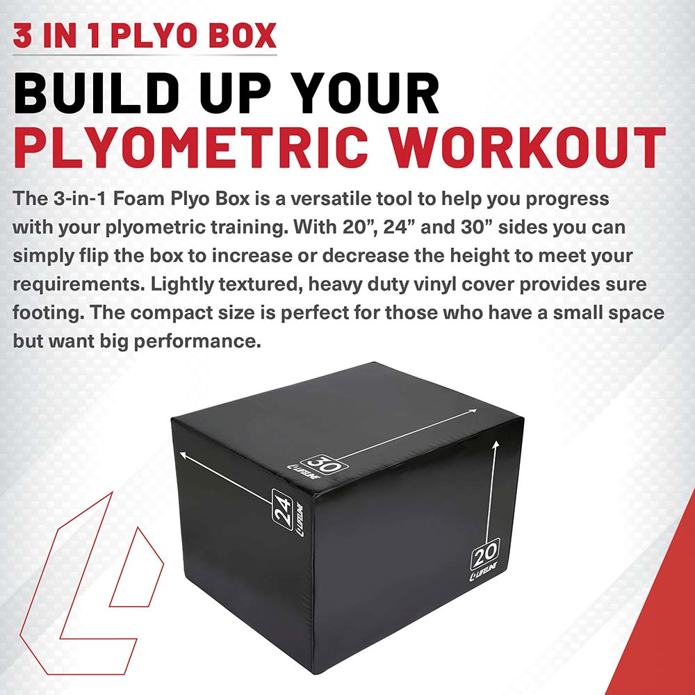 Lifeline 3-in-1 Foam Plyo Box hoppkasse Large 51/61/76 cm